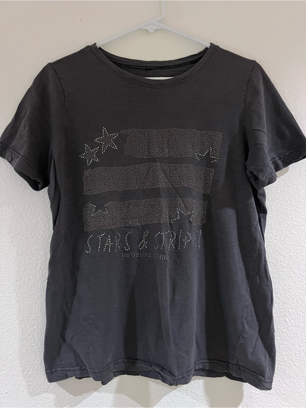 Studded Stars & Stripes Graphic Tee - Dark Gray